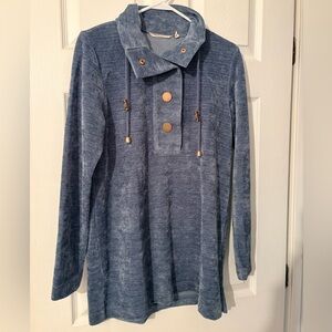 Soft Surroundings St. Germain chenille tunic sweater storm blue color Size S